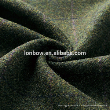 Tissu en tweed vintage vert 100% laine pour bonnet plat